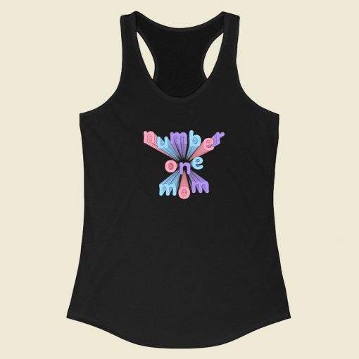 Number One Mom 80s Racerback Tank Top