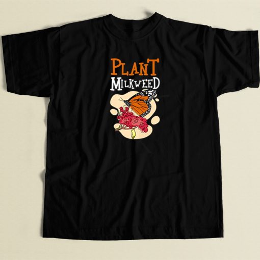 Plant Milkweed Butterfly Graphic 80s Retro T Shirt Style