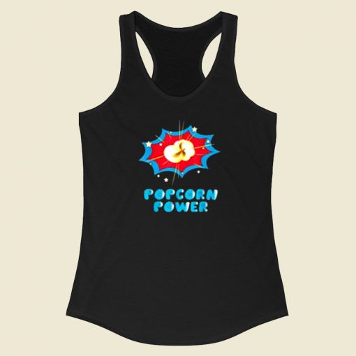 Popcorn Power Comic 80s Racerback Tank Top