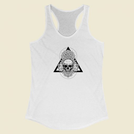 Skull Flower Day Of The Dead 80s Racerback Tank Top