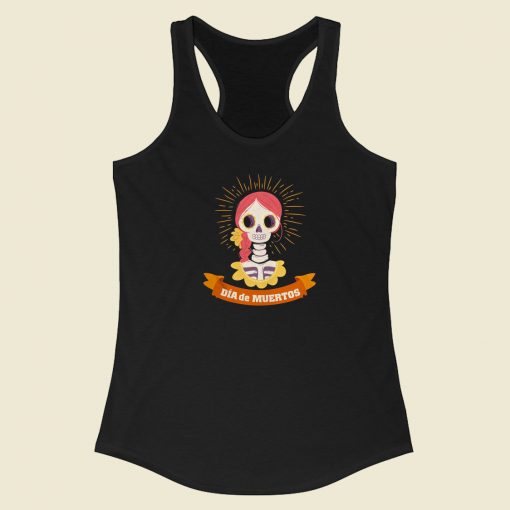 The Girl Skeleton Funny 80s Racerback Tank Top