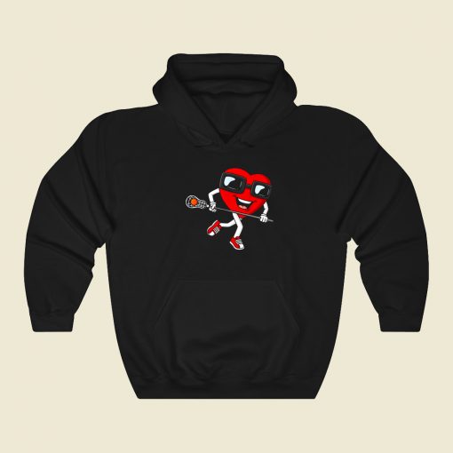 Valentines Day Heart Holding Lacrosse Hoodie Style