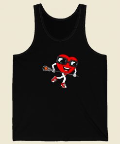 Valentines Heart Holding Lacrosse 80s Retro Tank Top