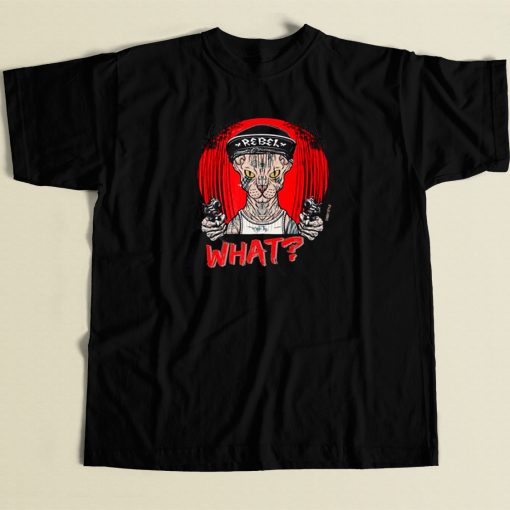 What Cat Rebel Funny 80s Retro T Shirt Style