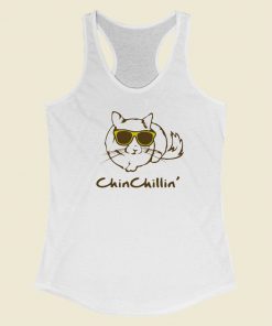 Chin Chillin Cat Funny 80s Racerback Tank Top
