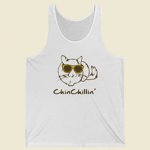 Chin Chillin Cat Funny 80s Tank Top