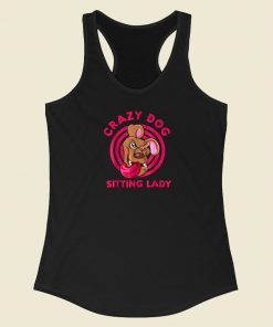 Crazy Dog Sitting Lady Pet 80s Racerback Tank Top