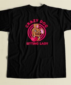 Crazy Dog Sitting Lady Pet 80s T Shirt Style