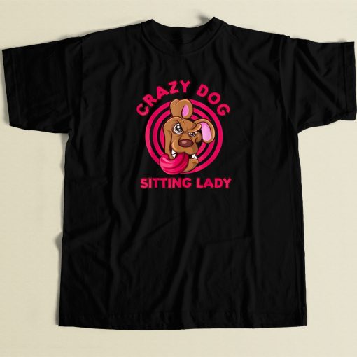 Crazy Dog Sitting Lady Pet 80s T Shirt Style