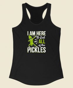 Eat All The Pickles Funny Dabbing 80s Racerback Tank Top