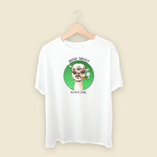 Funny Alpaca Say Wanna Smoke 80s T Shirt Style