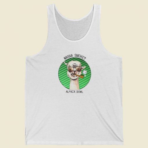 Funny Alpaca Say Wanna Smoke 80s Tank Top