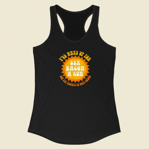 Funny Morning Sex Bacon 80s Racerback Tank Top