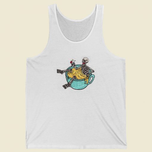 Funny Skeleton Enjoy In Orange Juice 80s Tank Top