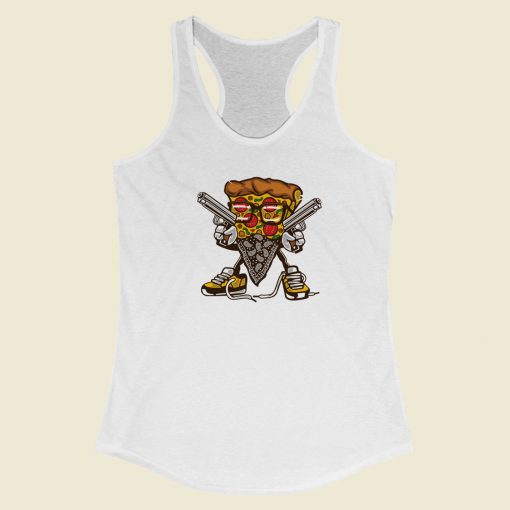 Gangsta Pizza Vintage 80s Racerback Tank Top