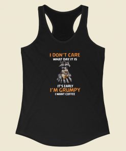 Grumpy Fox Want Coffee 80s Racerback Tank Top