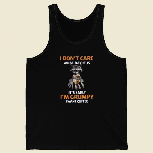 Grumpy Fox Want Coffee 80s Tank Top