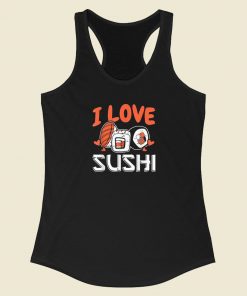 I Love Sushi Japanese Food 80s Racerback Tank Top