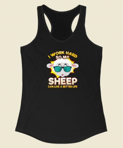 I Work So Hard For My Sheep 80s Racerback Tank Top