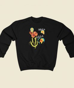 Inhale Exhale Skull Graphic 80s Sweatshirts Style