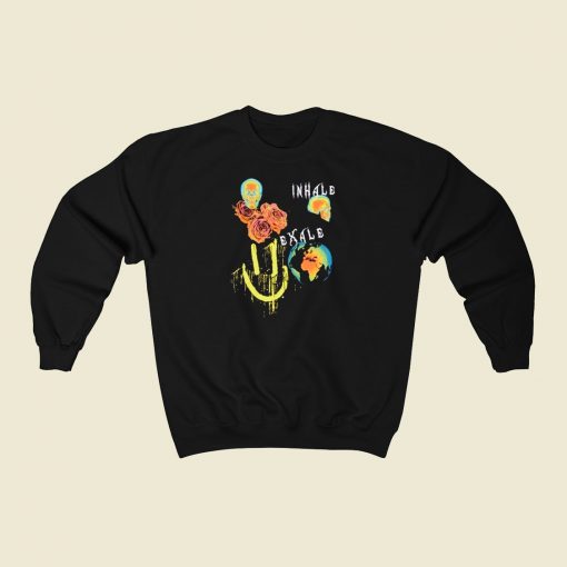 Inhale Exhale Skull Graphic 80s Sweatshirts Style