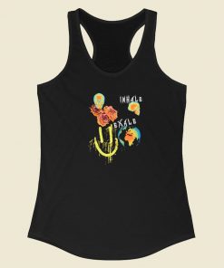 Inhale Exhale Skull Graphic 80s Racerback Tank Top