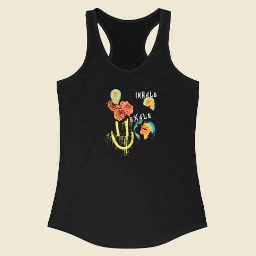 Inhale Exhale Skull Graphic 80s Racerback Tank Top