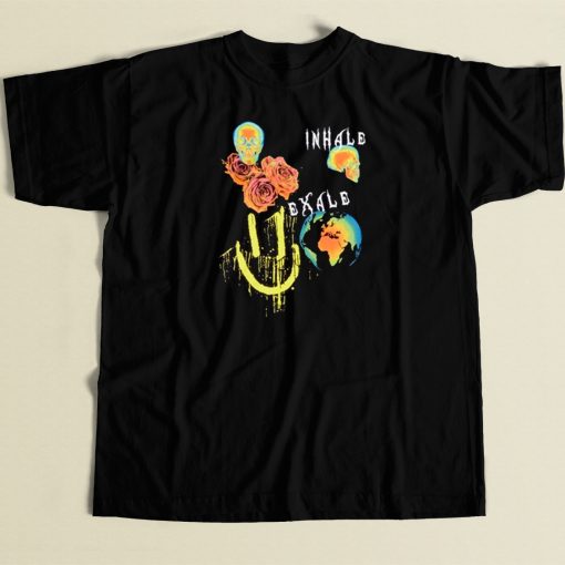 Inhale Exhale Skull Graphic 80s T Shirt Style