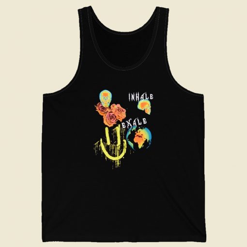 Inhale Exhale Skull Graphic 80s Tank Top