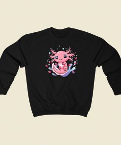 Kawaii Axolotl Strawberry Milkshake 80s Sweatshirts Style