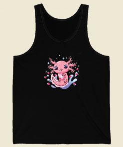 Kawaii Axolotl Strawberry Milkshake 80s Tank Top