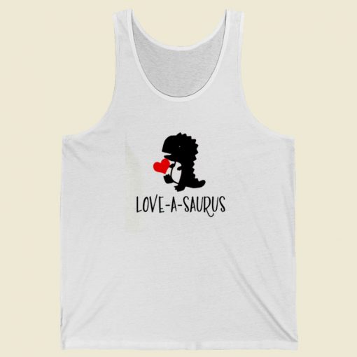 Love A Saurus Valentine Day 80s Tank Top