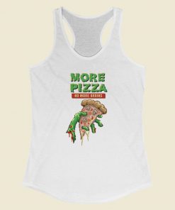 More Pizza No More Brains Retro 80s Racerback Tank Top