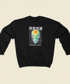 Nothing Is Real Kanji Skull Graphic 80s Sweatshirts Style