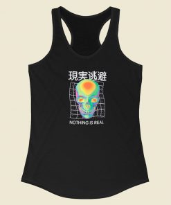 Nothing Is Real Kanji Skull Graphic 80s Racerback Tank Top