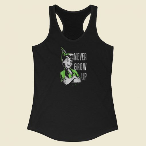 Peter Pan Never Grow Up 80s Racerback Tank Top