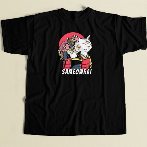 Sameowrai Anime Funny 80s T Shirt Style