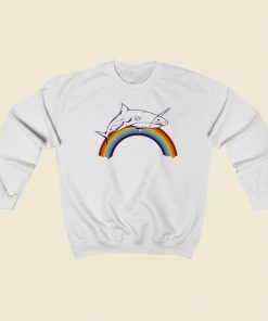 Shark Rainbow Graphic 80s Sweatshirts Style