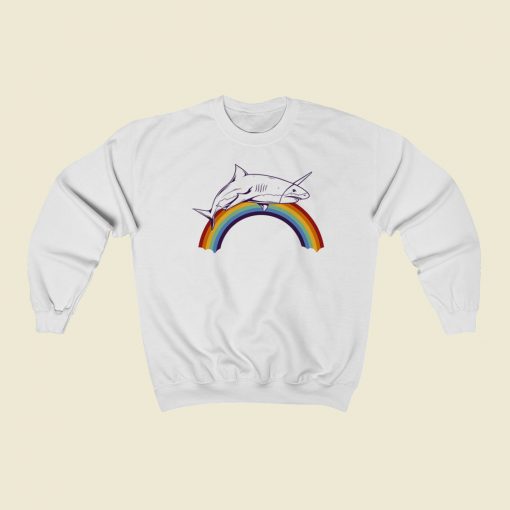 Shark Rainbow Graphic 80s Sweatshirts Style