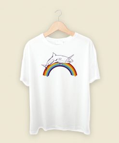 Shark Rainbow Graphic 80s T Shirt Style