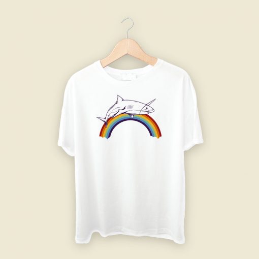 Shark Rainbow Graphic 80s T Shirt Style