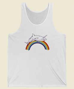 Shark Rainbow Graphic 80s Tank Top