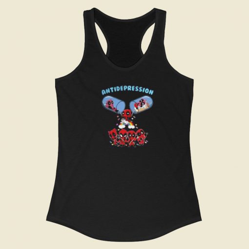 Top Deadpool Antidepression Pills 80s Racerback Tank Top