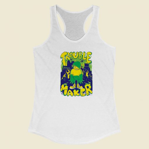 The Boy Is Trouble Maker Graphic 80s Racerback Tank Top