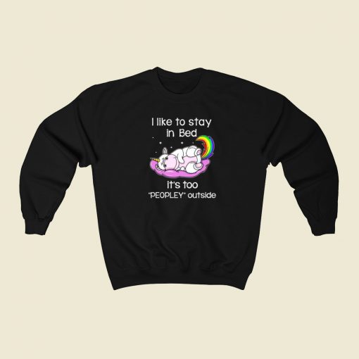 Unicorn Like To Stay In Bed 80s Sweatshirt Style