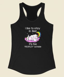 Unicorn Like To Stay In Bed 80s Racerback Tank Top