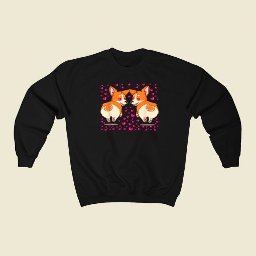 Valentines With Corgi 80s Sweatshirt Style