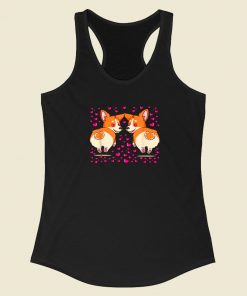 Valentines With Corgi 80s Racerback Tank Top