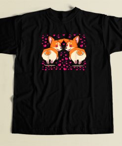 Valentines With Corgi 80s T Shirt Style