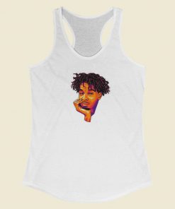 21 Savage Cartoon Face Racerback Tank Top